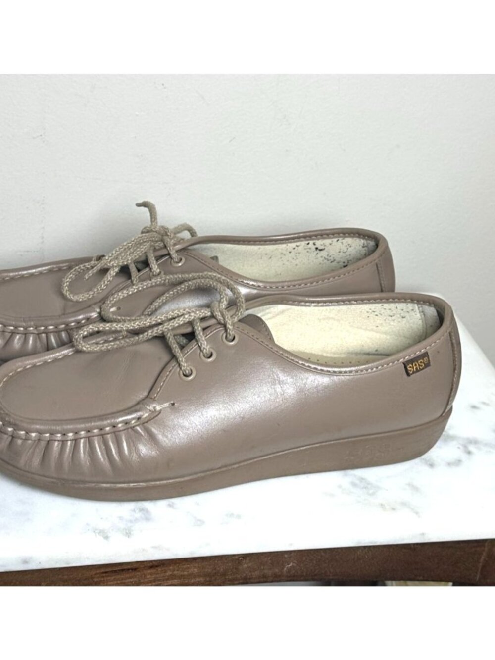 Vintage SAS Leather Shoes Women’s Size 9M Made USA Made Taupe Siesta Moccasin
